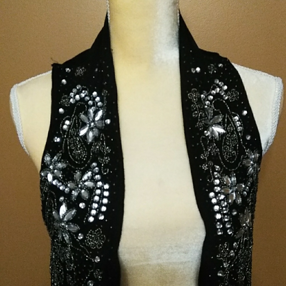 Newport News Black Beaded Vest - Small - Picture 2 of 6